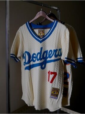 FATHER FIGURE CABLE KNIT DODGERS OHTANI JERSEY SWEATER 17 MEDIUM BORN RAISED